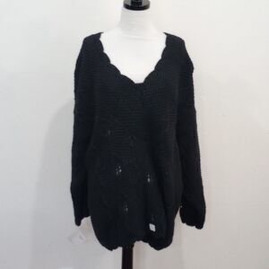 Nisha Black Cable Knit Open Weave Sweater, OS - Vintage 90s  New Nordstrom!